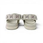 Gucci Double Sandals Shoes Fabric Leather Ivory Multicolor GG Marmont Rhinestone — view 5