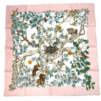 Hermes Carre 90 AU Coeur Des Bois in the Forest Scarf Silk Pink — view 2