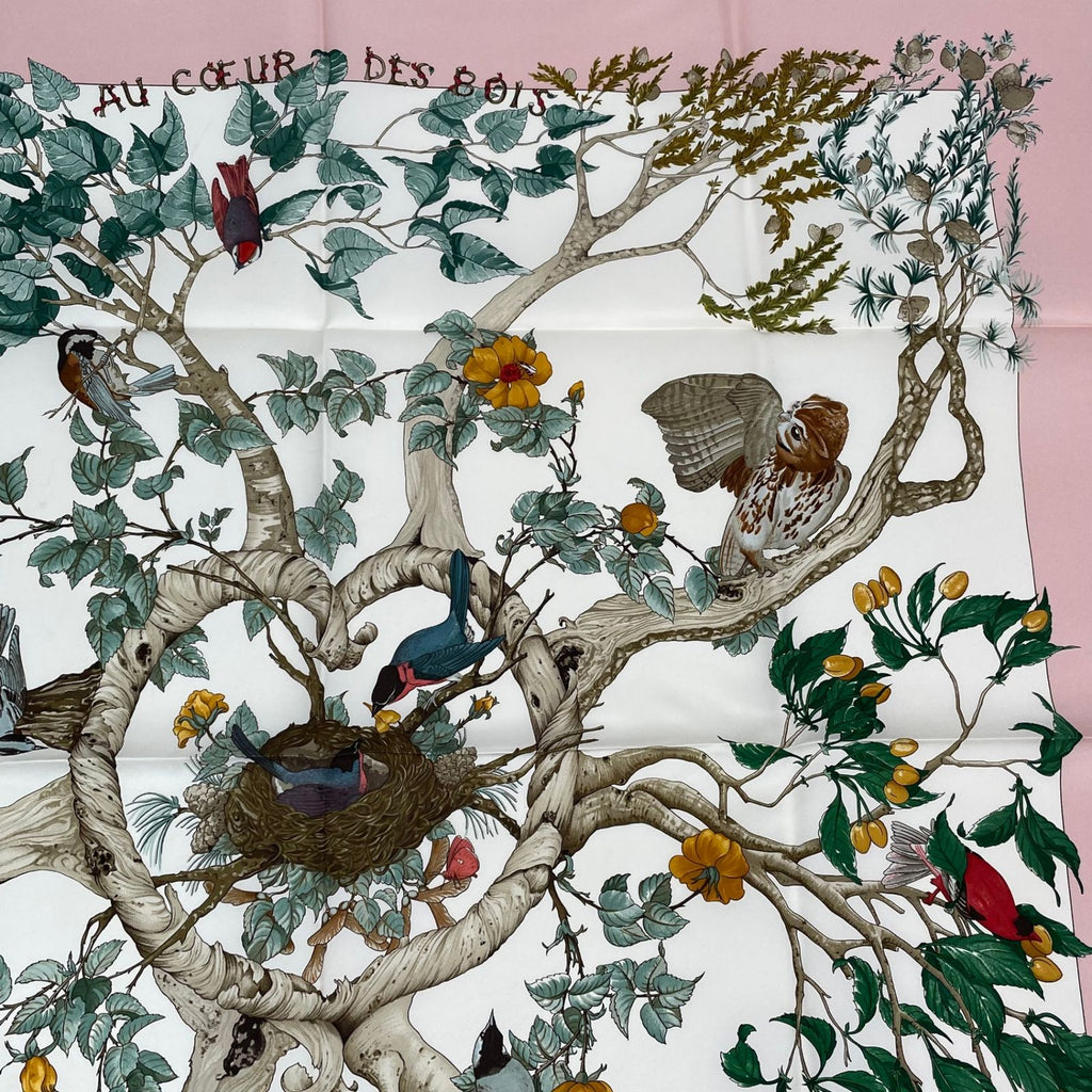 Hermes Carre 90 AU Coeur Des Bois in the Forest Scarf Silk Pink — view 4