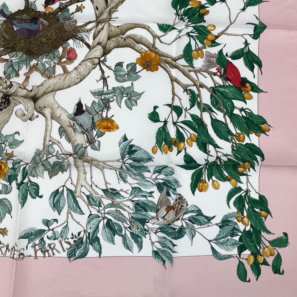 Hermes Carre 90 AU Coeur Des Bois in the Forest Scarf Silk Pink — view 6