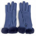 Hermes Kelly Gloves Lambskin Mink Gold Leather Blue 7.5 — view 5