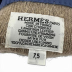 Hermes Kelly Gloves Lambskin Mink Gold Leather Blue 7.5 — view 8