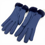 Hermes Kelly Gloves Lambskin Mink Gold Leather Blue 7.5 — view 6