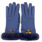 Hermes Kelly Gloves Lambskin Mink Gold Leather Blue 7.5 — view 3