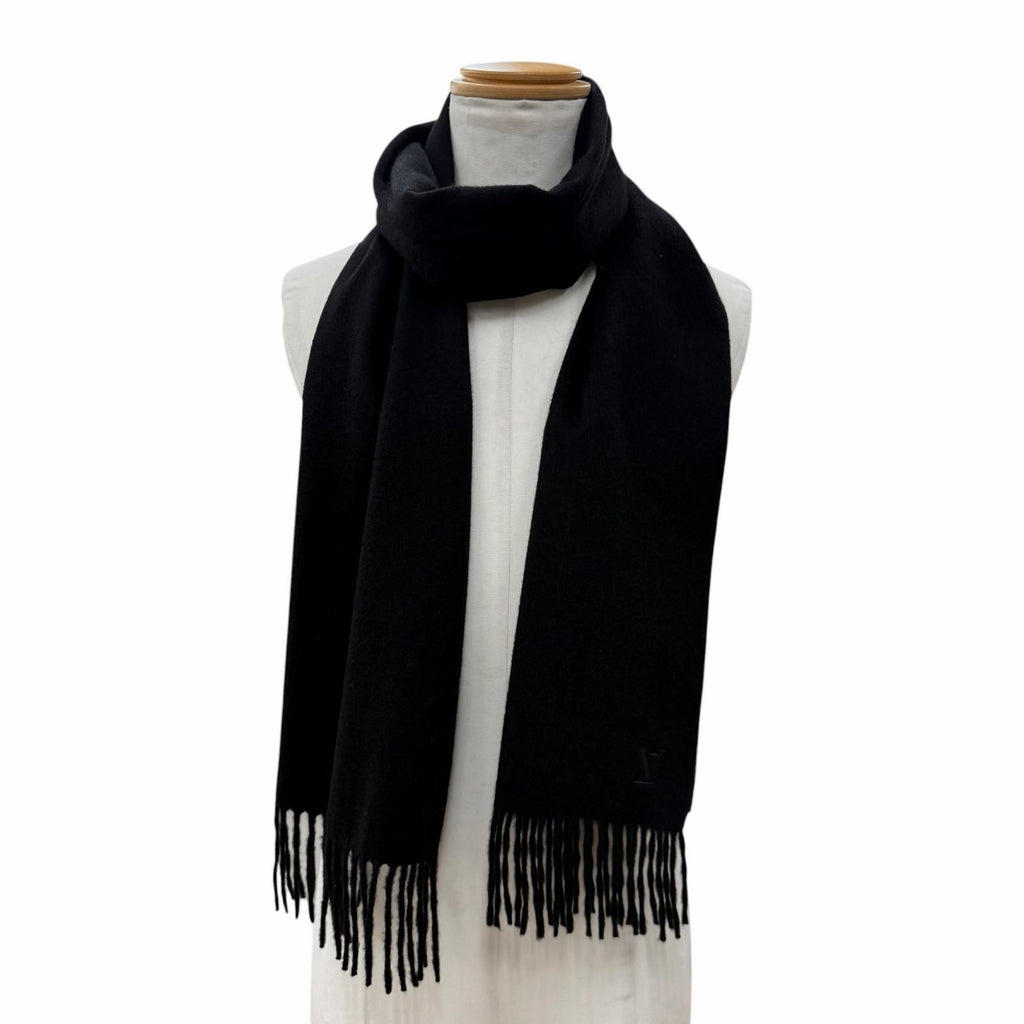 Louis Vuitton Cashmere Echarpe Jhelum LV Logo Embroidered Scarf with Fringe — view 3