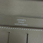 Hermes Citizen Twill Long Silk Etoupe Silver Leather Wallet — view 9
