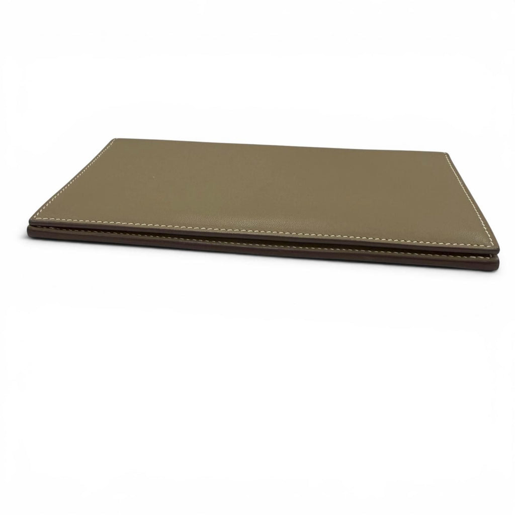Hermes Citizen Twill Long Silk Etoupe Silver Leather Wallet — view 3