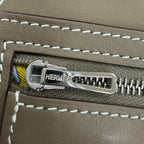 Hermes Citizen Twill Long Silk Etoupe Silver Leather Wallet — view 8