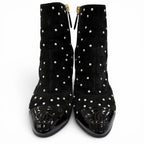 Chanel Suede Leather CC Logo Pearl Decoration Ankle Boots Black — view 4