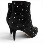 Chanel Suede Leather CC Logo Pearl Decoration Ankle Boots Black — view 3