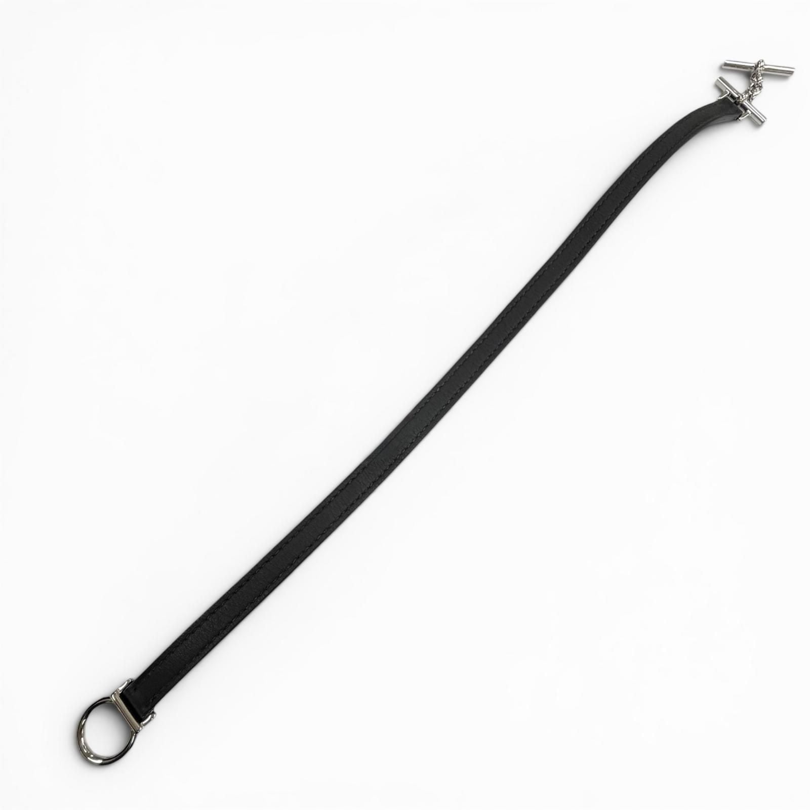 Hermes Croisier Double Tour Leather Silver Purchased in May Bracelet Black — view 3