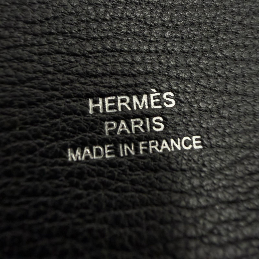 Hermes Calvi Chevre Misol Silver Coin Case Card Black — view 7