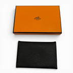 Hermes Calvi Chevre Misol Silver Coin Case Card Black — view 2