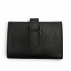 Hermes Bearn Veau Epsom So Black Logo Monochrome Card Case Business Holder