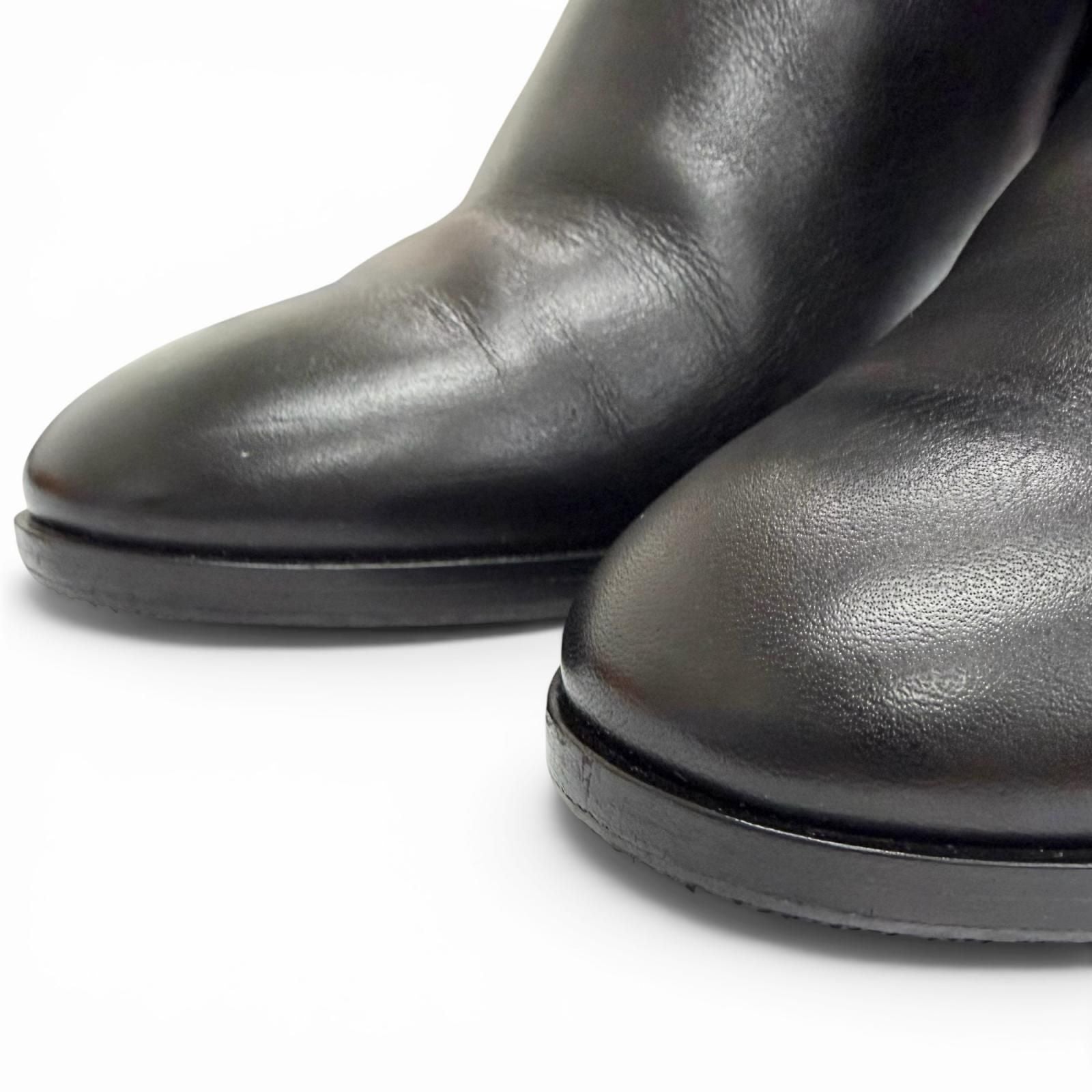 Celine Triomphe Side Zip Leather Ankle Boots Short Black — view 7