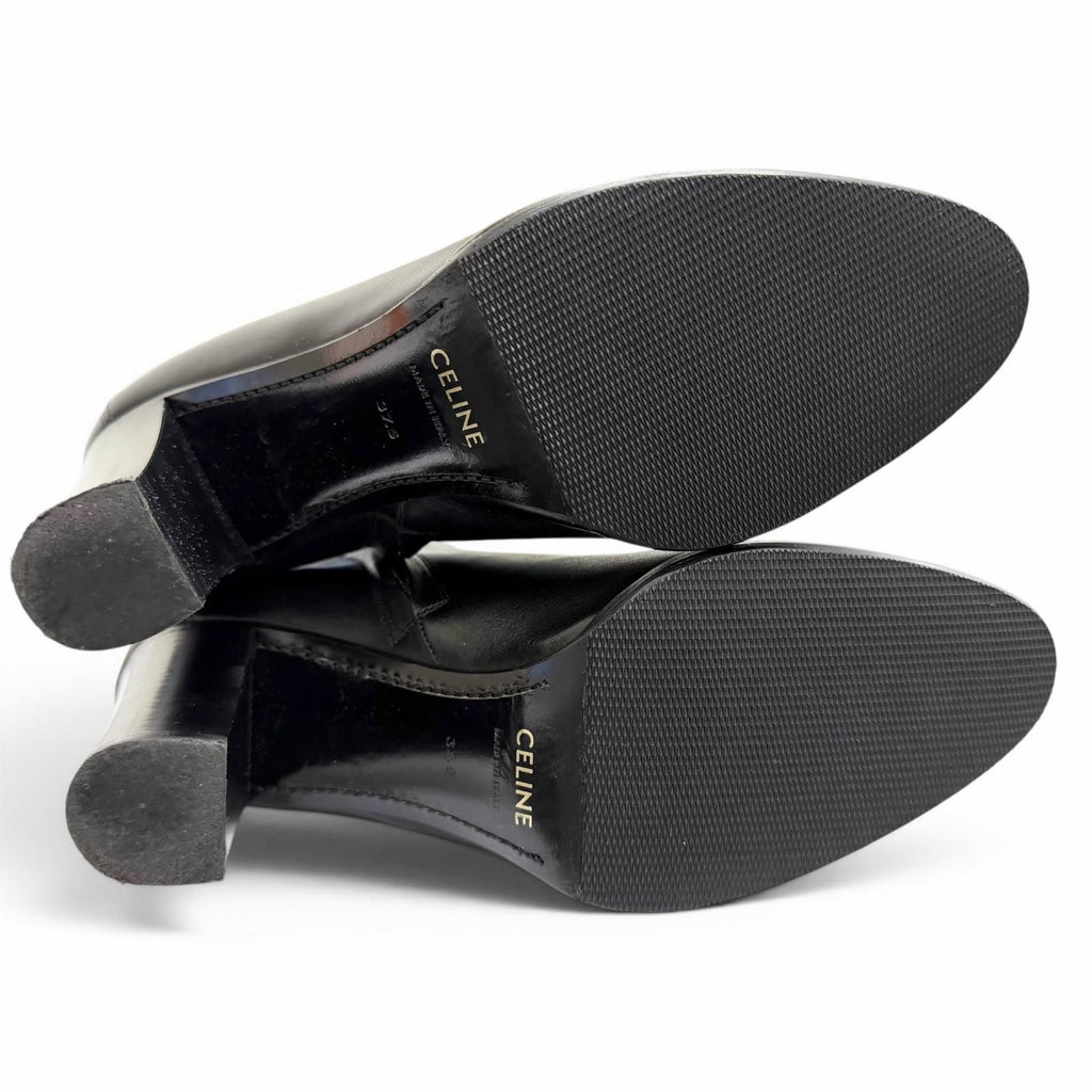 Celine Triomphe Side Zip Leather Ankle Boots Short Black — view 8