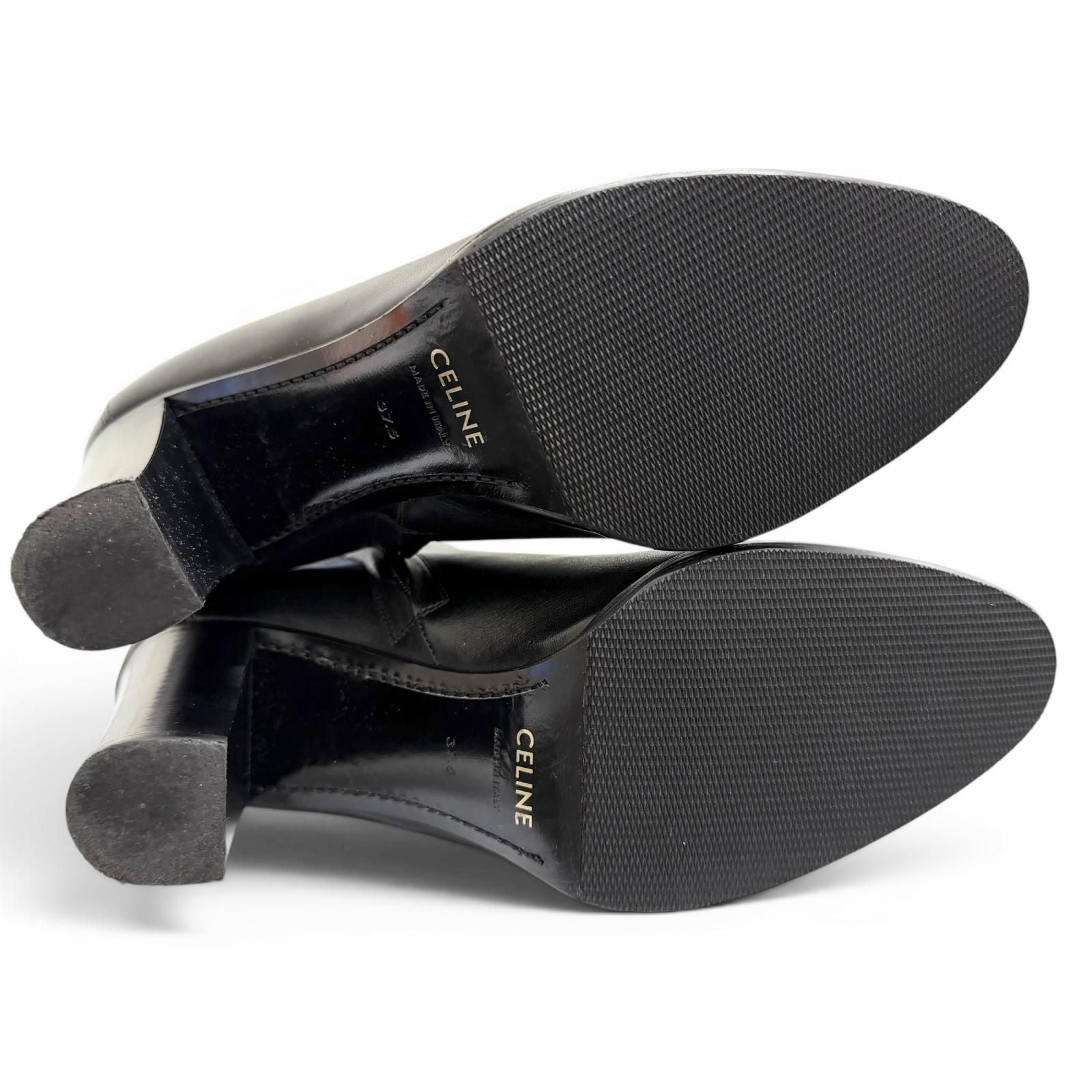 Celine Triomphe Side Zip Leather Ankle Boots Short Black — view 8