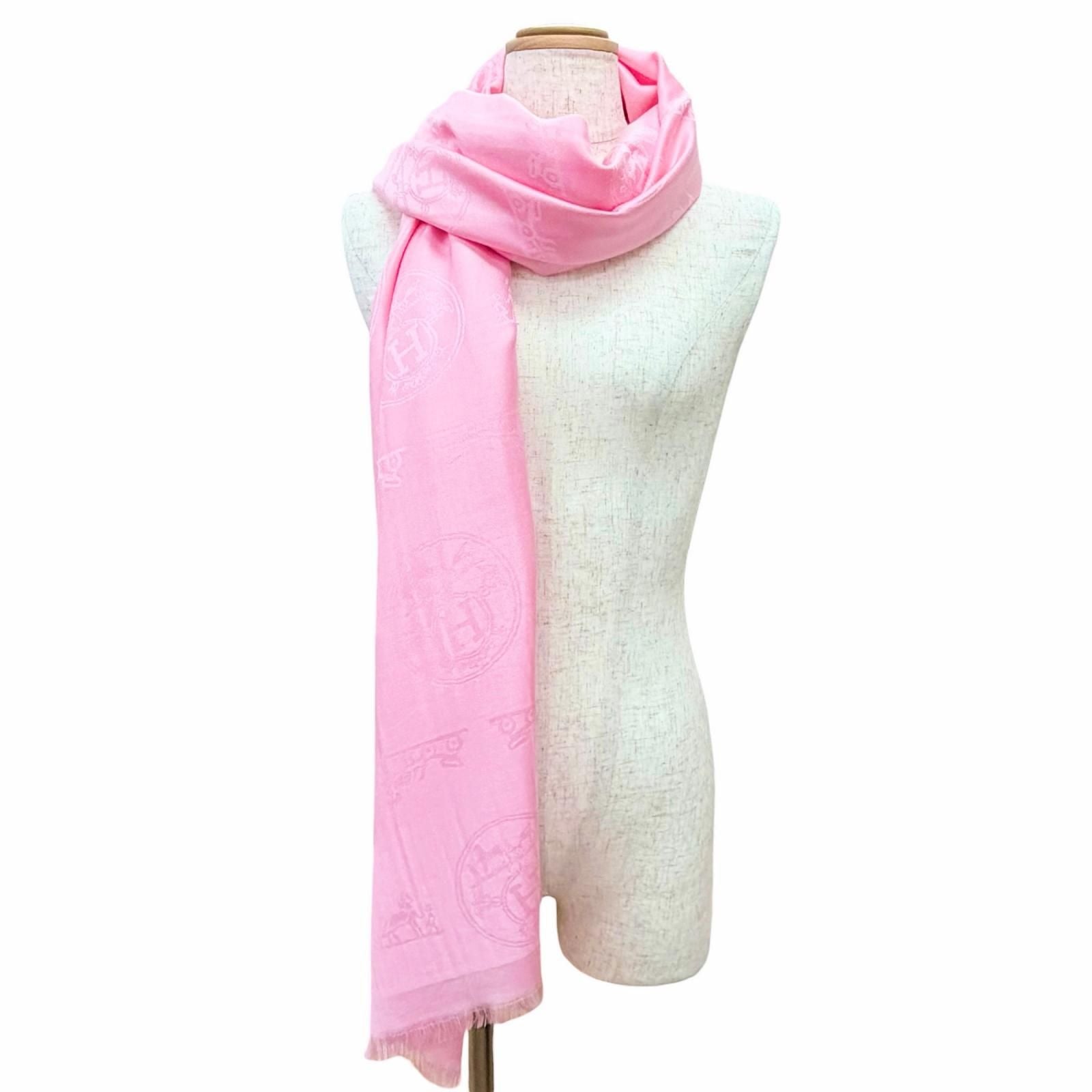 Hermes Logo Scarf Pink — view 3