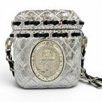 Chanel CC Logo Crown Quilted Airpods Case for Generation Silver