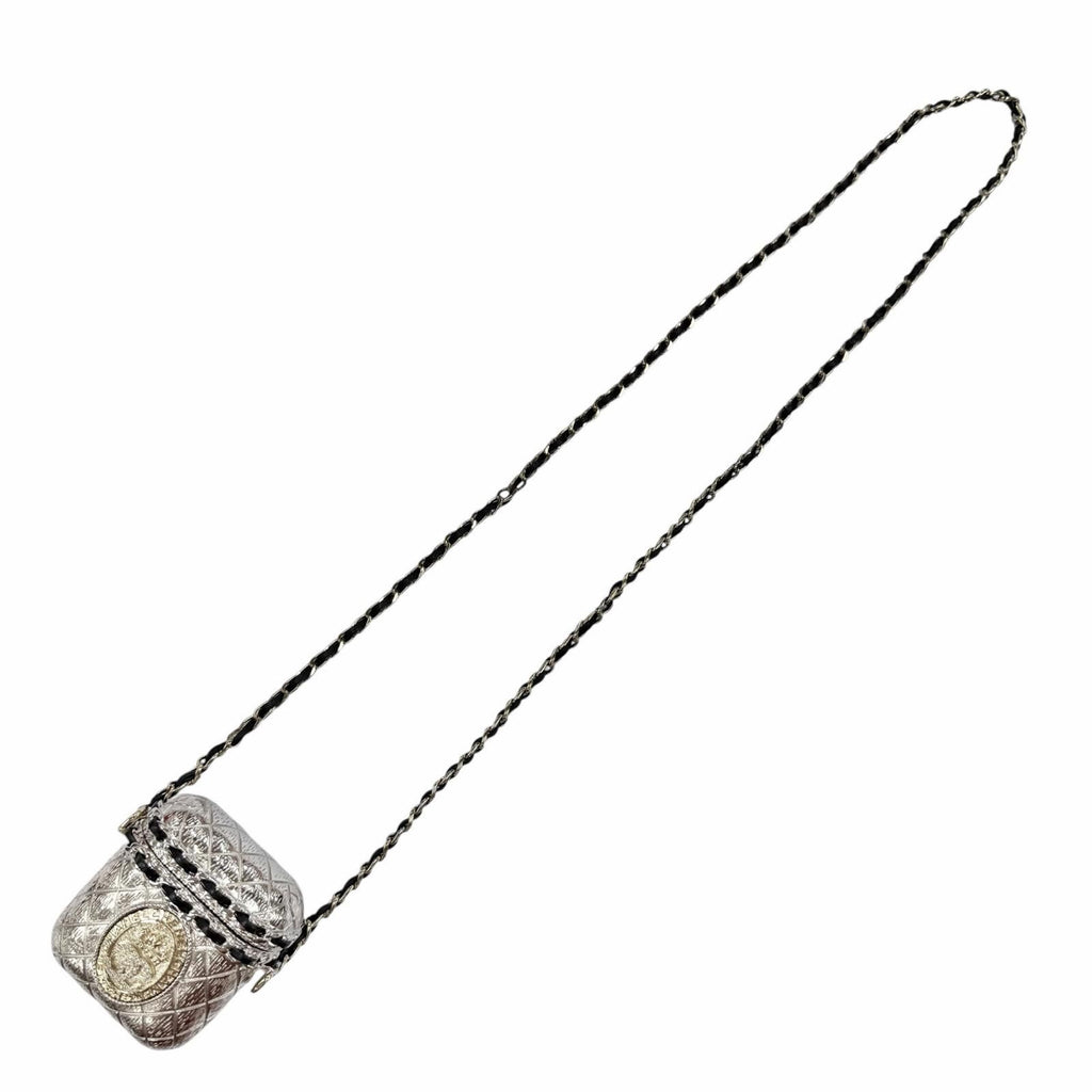 Chanel CC Logo Crown Quilted Airpods Case for Generation Silver — view 8