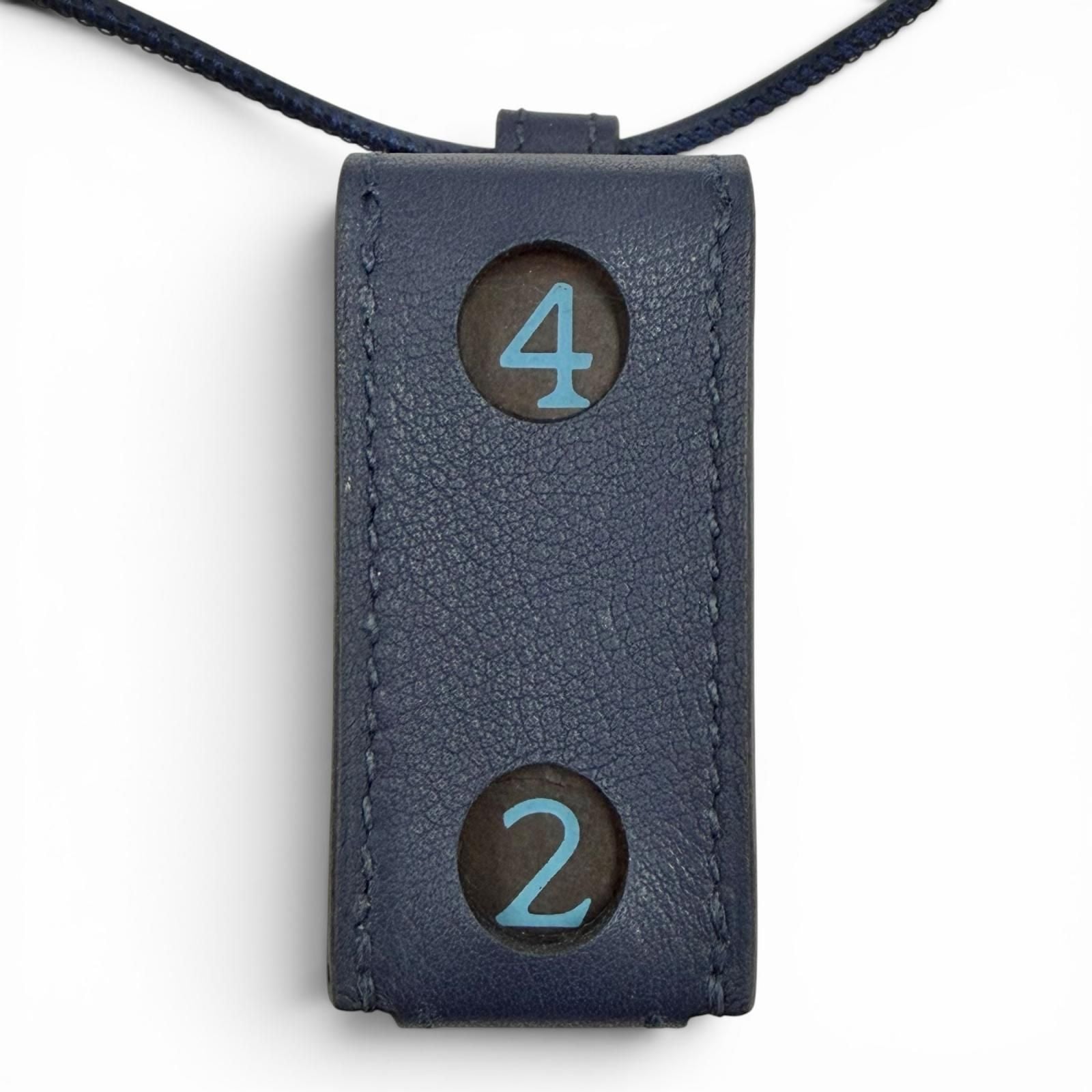 Hermes Coup de Blue Jean Navy 3 Dice Leather Necklace 85 cm