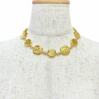 Chanel Vintage Coco Mademoiselle Logo Round Coin Necklace Gold Recommended — view 2