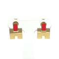 Hermes Irene Earrings Gold Orange