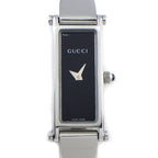 Gucci Watch Bangle Rectangular Black Dial Horsebit Clasp SS