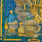 Hermes Scarf Carre 90 Armets Et Panache Feathered Cavalry Helmet Silk Blue — view 4