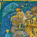 Hermes Scarf Carre 90 Armets Et Panache Feathered Cavalry Helmet Silk Blue — view 2
