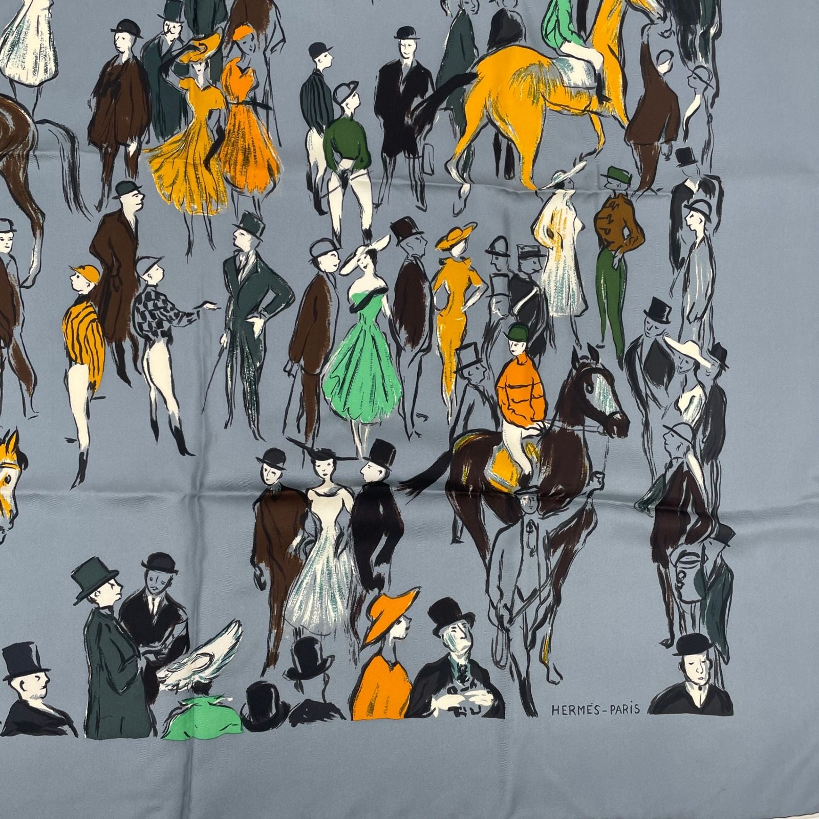 Hermes Carre 90 Silk Scarf Paddock Gray — view 5