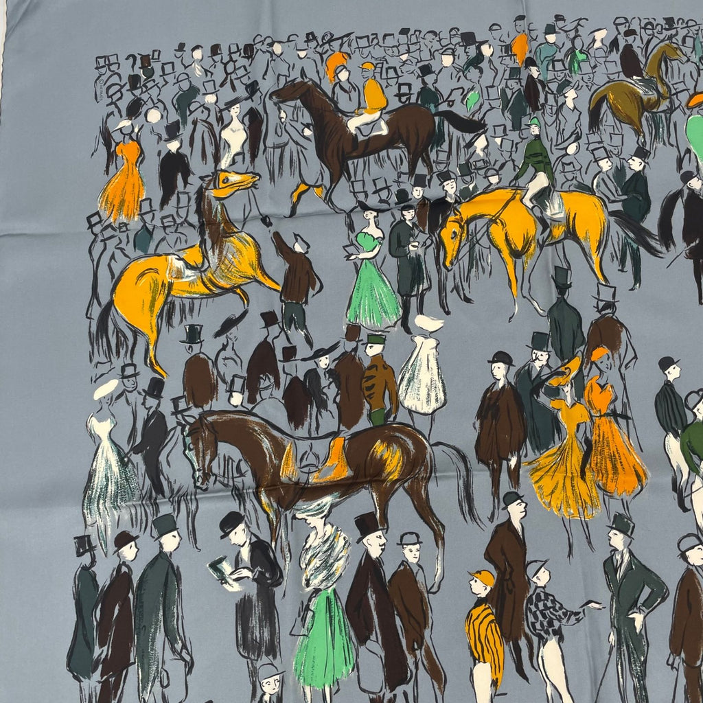Hermes Carre 90 Silk Scarf Paddock Gray — view 2