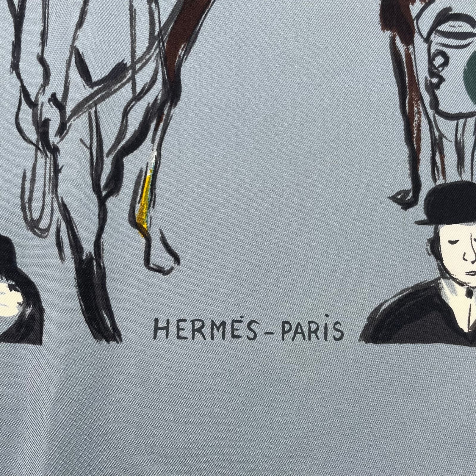 Hermes Carre 90 Silk Scarf Paddock Gray — view 6