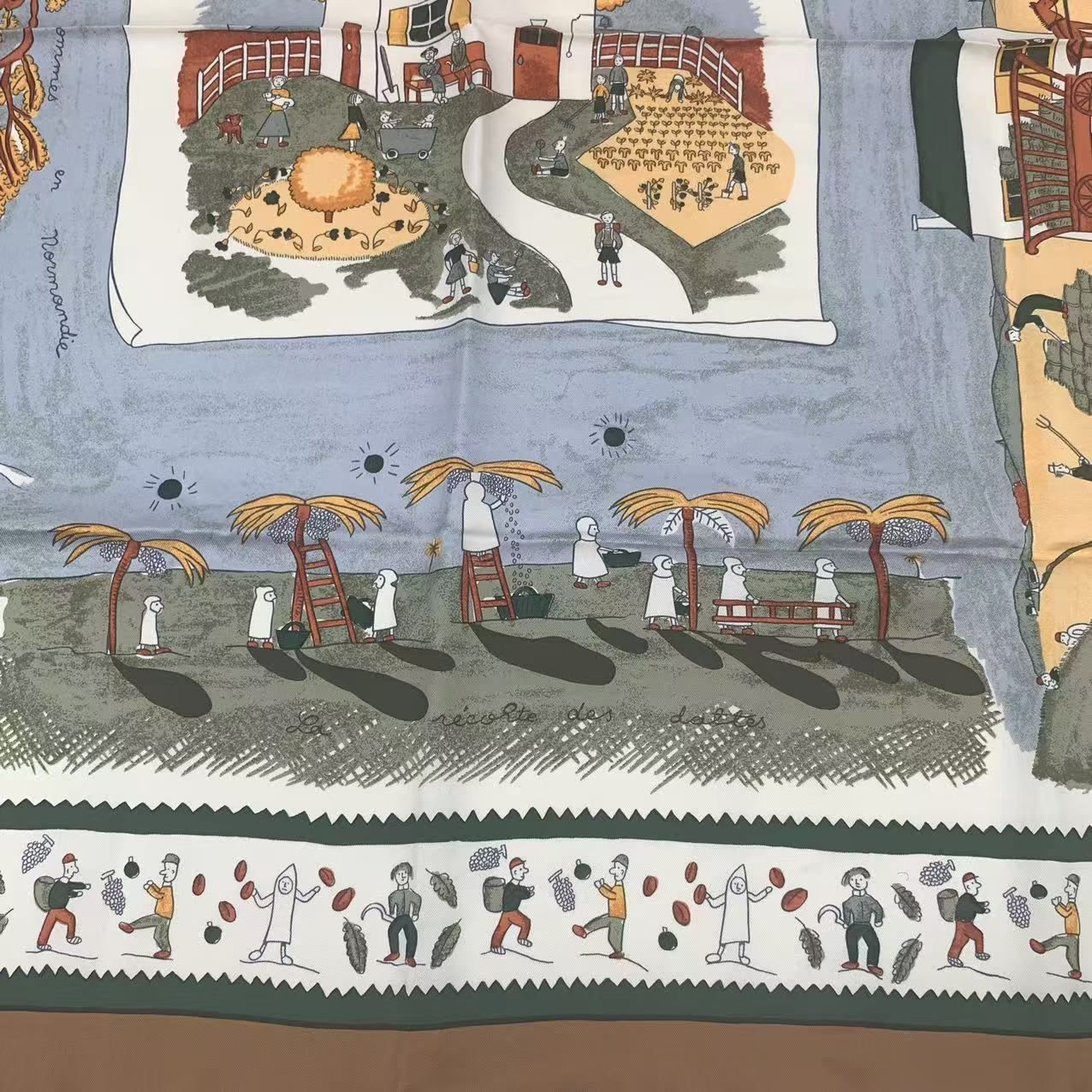 Hermes Carre 90 RE Tour a la Terre Return Silk Scarf Blawan — view 6