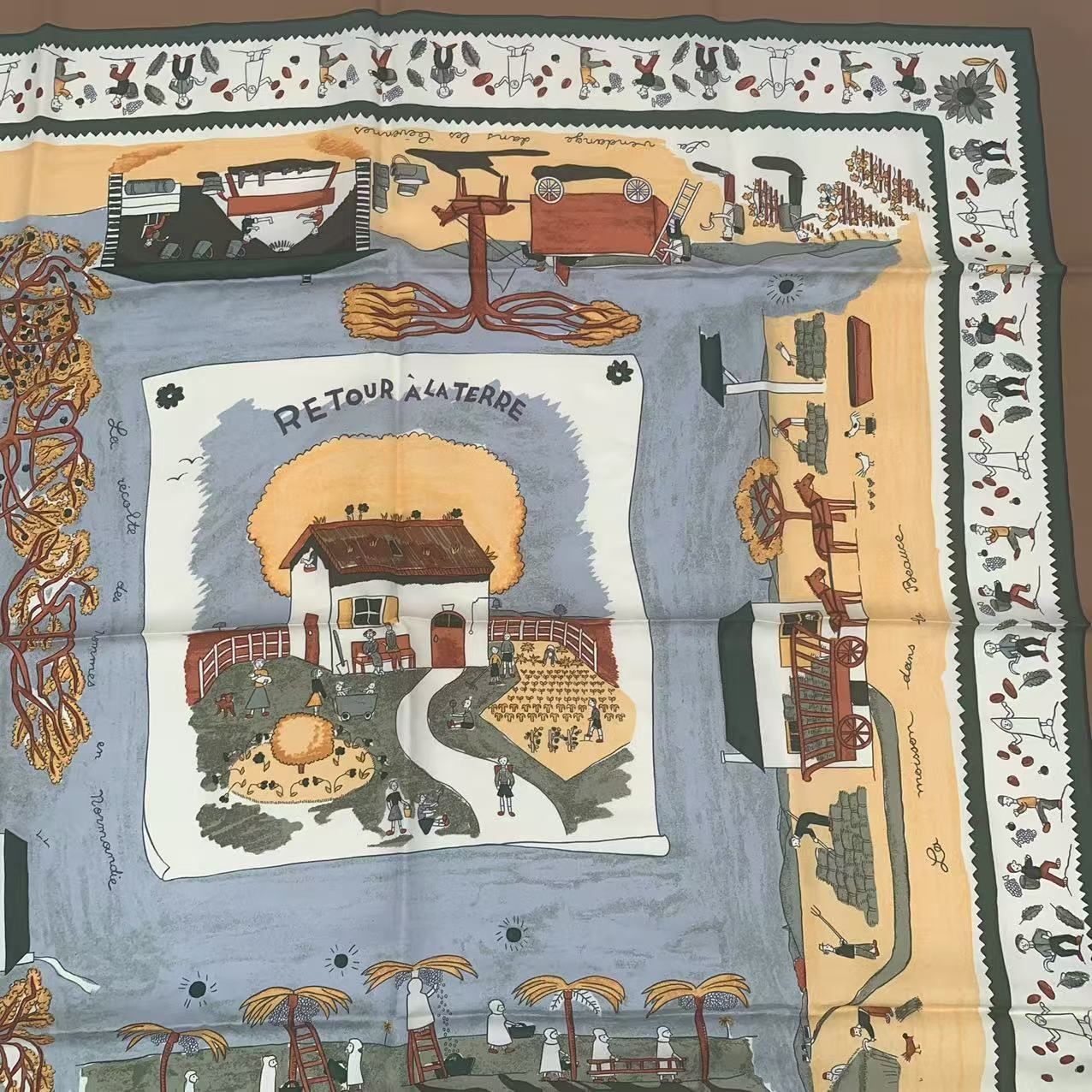 Hermes Carre 90 RE Tour a la Terre Return Silk Scarf Blawan — view 3