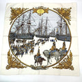 Hermes Carre 90 Marine Et Cavalerie Sea and Cavalry Silk Scarf White