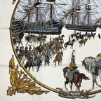 Hermes Carre 90 Marine Et Cavalerie Sea and Cavalry Silk Scarf White — view 3