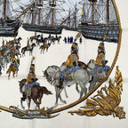 Hermes Carre 90 Marine Et Cavalerie Sea and Cavalry Silk Scarf White — view 4