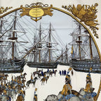 Hermes Carre 90 Marine Et Cavalerie Sea and Cavalry Silk Scarf White — view 2