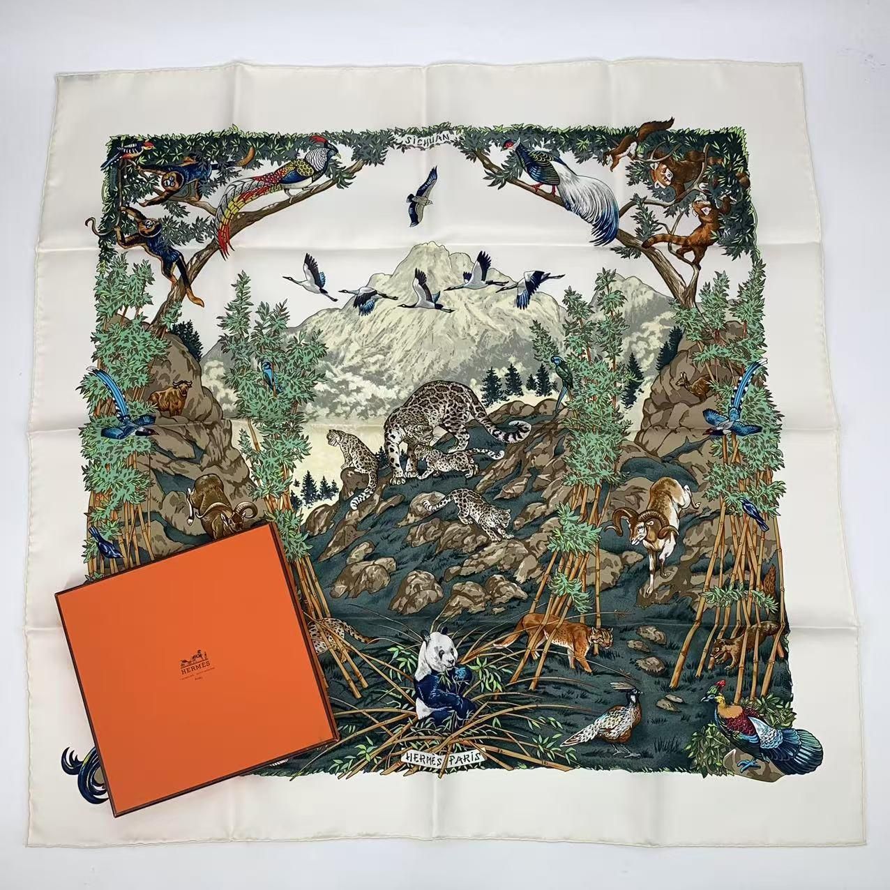 Hermes Carre 90 Sichuan Silk Scarf White — view 2