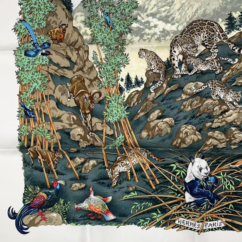 Hermes Carre 90 Sichuan Silk Scarf White — view 5