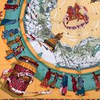 Hermes Carre 90 Scarf Silk Prieres AU Vent Prayer in the Wind Orange — view 4