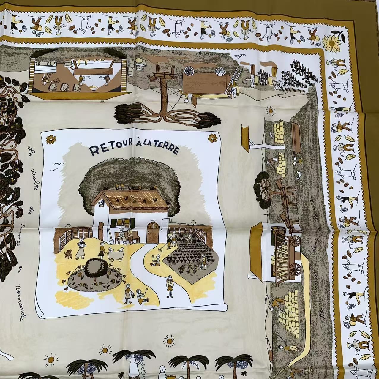 Hermes Carre 90 RE Tour a la Terre Return Silk Scarf Blawan — view 3
