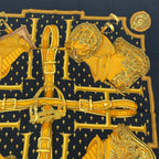 Hermes Carre 90 Selles a Housse Cover Scarf Silk Black — view 3