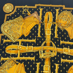 Hermes Carre 90 Selles a Housse Cover Scarf Silk Black — view 2