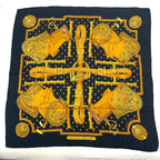 Hermes Carre 90 Selles a Housse Cover Scarf Silk Black