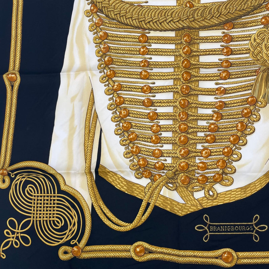 Hermes Carre 90 Brandebourgs Scarf Silk Black — view 5
