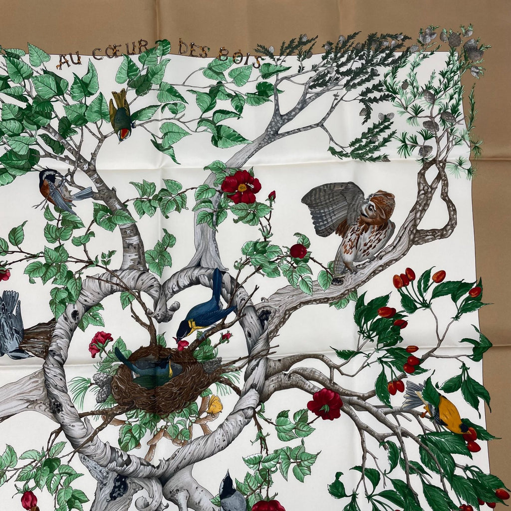 Hermes Carre 90 AU Coeur Des Bois in the Woods Scarf Silk Blawan — view 3