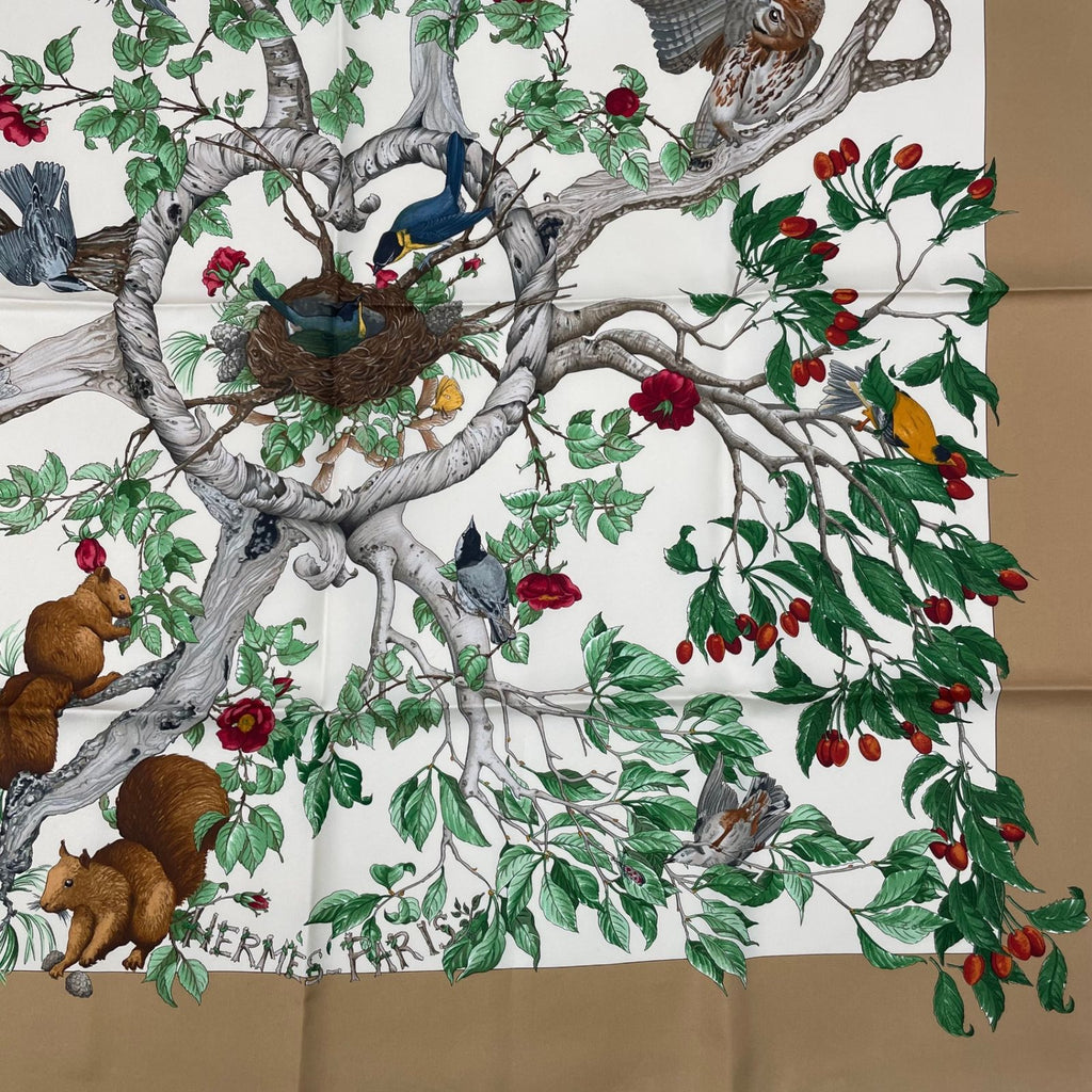Hermes Carre 90 AU Coeur Des Bois in the Woods Scarf Silk Blawan — view 5
