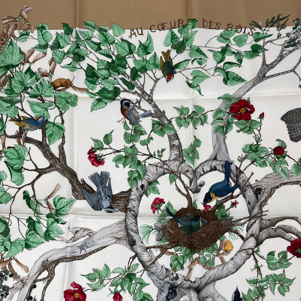 Hermes Carre 90 AU Coeur Des Bois in the Woods Scarf Silk Blawan — view 2